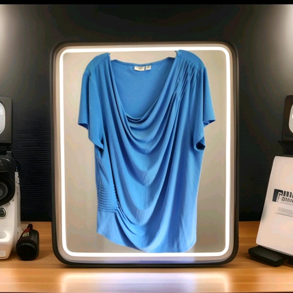 Cato Blue Draped Blouse